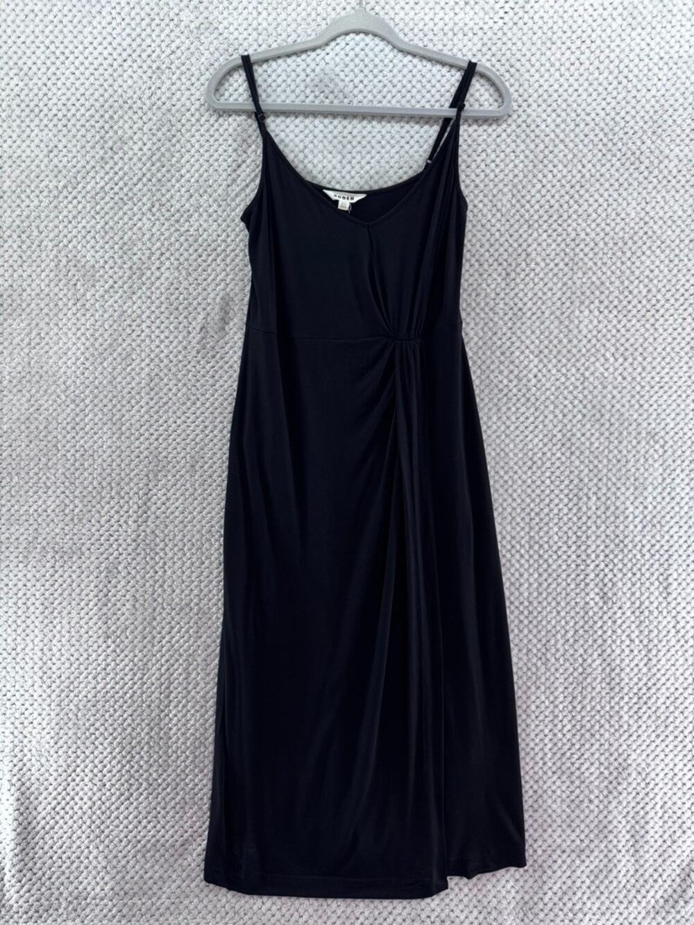 Boden Dress Womens US10R Black Strap Faux Wrap V-Neck Bodycon Waist Rushed